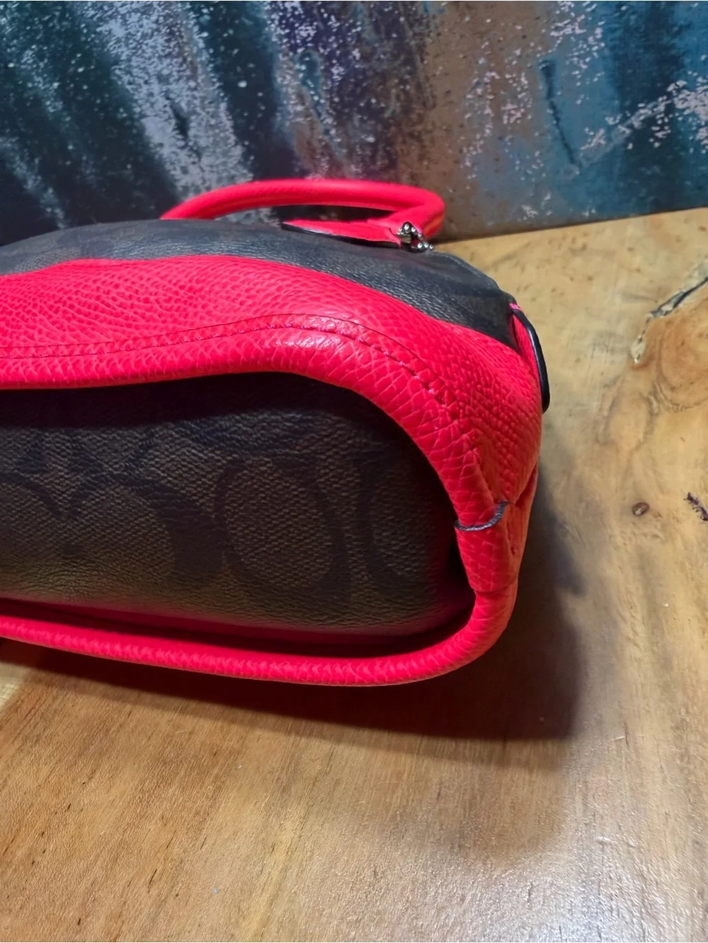 Coach Barbiecore 2014 Mini Cora Domed Satchel Brown Canvas Neon Pink